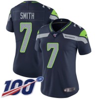 Nike Seattle Seahawks #7 Geno Smith Steel Blue Team Color Women's Stitched NFL 100th Season Vapor Untouchable Limited Jersey