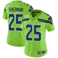 Nike Seattle Seahawks #25 Richard Sherman Green Women's Stitched NFL Limited Rush Jersey