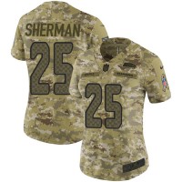 Nike Seattle Seahawks #25 Richard Sherman Camo Women's Stitched NFL Limited 2018 Salute to Service Jersey