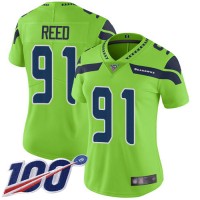 Nike Seattle Seahawks #91 Jarran Reed Green Women's Stitched NFL Limited Rush 100th Season Jersey