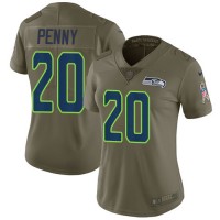 Nike Seattle Seahawks #20 Rashaad Penny Olive Women's Stitched NFL Limited 2017 Salute to Service Jersey