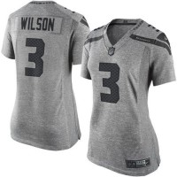 Nike Seattle Seahawks #3 Russell Wilson Gray Women's Stitched NFL Limited Gridiron Gray Jersey