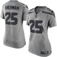 Nike Seattle Seahawks #25 Richard Sherman Gray Women's Stitched NFL Limited Gridiron Gray Jersey