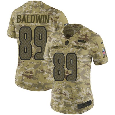Nike Seattle Seahawks #89 Doug Baldwin Camo Women's Stitched NFL Limited 2018 Salute to Service Jersey