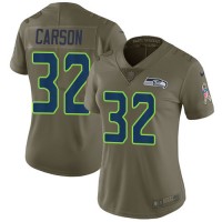 Nike Seattle Seahawks #32 Chris Carson Olive Women's Stitched NFL Limited 2017 Salute to Service Jersey