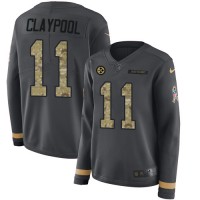 Nike Pittsburgh Steelers #11 Chase Claypool Anthracite Salute to Service Women's Stitched NFL Limited Therma Long Sleeve Jersey