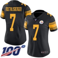 Nike Pittsburgh Steelers #7 Ben Roethlisberger Black Women's Stitched NFL Limited Rush 100th Season Jersey