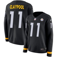 Nike Pittsburgh Steelers #11 Chase Claypool Black Team Color Women's Stitched NFL Limited Therma Long Sleeve Jersey