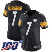 Nike Pittsburgh Steelers #7 Ben Roethlisberger Black Team Color Women's Stitched NFL 100th Season Vapor Limited Jersey