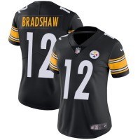 Nike Pittsburgh Steelers #12 Terry Bradshaw Black Team Color Women's Stitched NFL Vapor Untouchable Limited Jersey