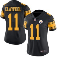 Nike Pittsburgh Steelers #11 Chase Claypool Black Women's Stitched NFL Limited Rush Jersey
