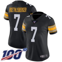 Nike Pittsburgh Steelers #7 Ben Roethlisberger Black Alternate Women's Stitched NFL 100th Season Vapor Limited Jersey