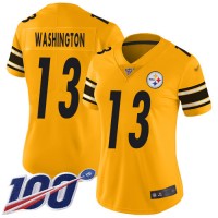 Nike Pittsburgh Steelers #13 James Washington Gold Women's Stitched NFL Limited Inverted Legend 100th Season Jersey
