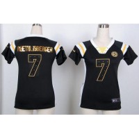 Nike Pittsburgh Steelers #7 Ben Roethlisberger Black Women's Stitched NFL Elite Draft Him Shimmer Jersey