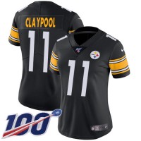 Nike Pittsburgh Steelers #11 Chase Claypool Black Team Color Women's Stitched NFL 100th Season Vapor Untouchable Limited Jersey
