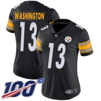 Nike Pittsburgh Steelers #13 James Washington Black Team Color Women's Stitched NFL 100th Season Vapor Limited Jersey