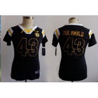 Nike Pittsburgh Steelers #43 Troy Polamalu Black Women's Stitched NFL Elite Draft Him Shimmer Jersey