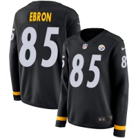 Nike Pittsburgh Steelers #85 Eric Ebron Black Team Color Women's Stitched NFL Limited Therma Long Sleeve Jersey