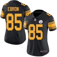 Nike Pittsburgh Steelers #85 Eric Ebron Black Women's Stitched NFL Limited Rush Jersey