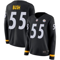 Nike Pittsburgh Steelers #55 Devin Bush Black Team Color Women's Stitched NFL Limited Therma Long Sleeve Jersey