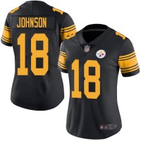Nike Pittsburgh Steelers #18 Diontae Johnson Black Women's Stitched NFL Limited Rush Jersey