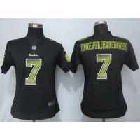 Nike Pittsburgh Steelers #7 Ben Roethlisberger Black Team Color Women's Stitched NFL Elite Strobe Jersey