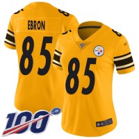 Nike Pittsburgh Steelers #85 Eric Ebron Gold Women's Stitched NFL Limited Inverted Legend 100th Season Jersey