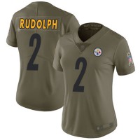 Nike Pittsburgh Steelers #2 Mason Rudolph Olive Women's Stitched NFL Limited 2017 Salute to Service Jersey