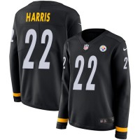 Nike Pittsburgh Steelers #22 Najee Harris Black Team Color Women's Stitched NFL Limited Therma Long Sleeve Jersey