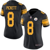 Nike Pittsburgh Steelers #8 Kenny Pickett Black Women's Stitched NFL Limited Rush Jersey