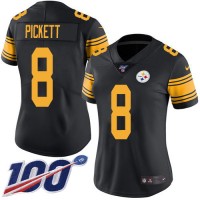 Nike Pittsburgh Steelers #8 Kenny Pickett Black Women's Stitched NFL Limited Rush 100th Season Jersey