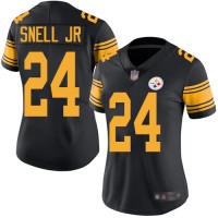 Nike Pittsburgh Steelers #24 Benny Snell Jr. Black Women's Stitched NFL Limited Rush Jersey
