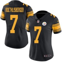 Nike Pittsburgh Steelers #7 Ben Roethlisberger Black Women's Stitched NFL Limited Rush Jersey