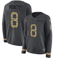 Nike Pittsburgh Steelers #8 Kenny Pickett Anthracite Salute to Service Women's Stitched NFL Limited Therma Long Sleeve Jersey