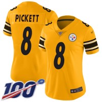 Nike Pittsburgh Steelers #8 Kenny Pickett Gold Women's Stitched NFL Limited Inverted Legend 100th Season Jersey