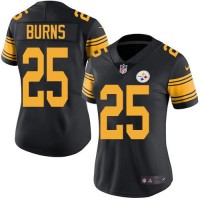 Nike Pittsburgh Steelers #25 Artie Burns Black Women's Stitched NFL Limited Rush Jersey