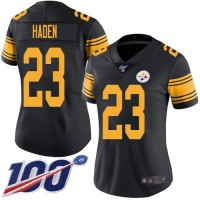 Nike Pittsburgh Steelers #23 Joe Haden Black Women's Stitched NFL Limited Rush 100th Season Jersey