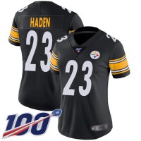 Nike Pittsburgh Steelers #23 Joe Haden Black Team Color Women's Stitched NFL 100th Season Vapor Limited Jersey