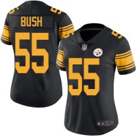 Nike Pittsburgh Steelers #55 Devin Bush Black Women's Stitched NFL Limited Rush Jersey