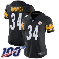 Nike Pittsburgh Steelers #34 Terrell Edmunds Black Team Color Women's Stitched NFL 100th Season Vapor Limited Jersey