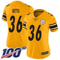 Nike Pittsburgh Steelers #36 Jerome Bettis Gold Women's Stitched NFL Limited Inverted Legend 100th Season Jersey