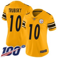 Nike Pittsburgh Steelers #10 Mitchell Trubisky Gold Women's Stitched NFL Limited Inverted Legend 100th Season Jersey