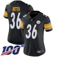 Nike Pittsburgh Steelers #36 Jerome Bettis Black Team Color Women's Stitched NFL 100th Season Vapor Limited Jersey