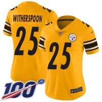 Nike Pittsburgh Steelers #25 Ahkello Witherspoon Gold Women's Stitched NFL Limited Inverted Legend 100th Season Jersey