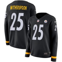 Nike Pittsburgh Steelers #25 Ahkello Witherspoon Black Team Color Women's Stitched NFL Limited Therma Long Sleeve Jersey