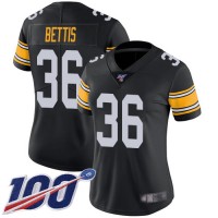 Nike Pittsburgh Steelers #36 Jerome Bettis Black Alternate Women's Stitched NFL 100th Season Vapor Limited Jersey