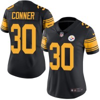 Nike Pittsburgh Steelers #30 James Conner Black Women's Stitched NFL Limited Rush Jersey