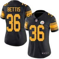 Nike Pittsburgh Steelers #36 Jerome Bettis Black Women's Stitched NFL Limited Rush Jersey