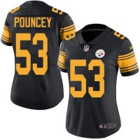 Nike Pittsburgh Steelers #53 Maurkice Pouncey Black Women's Stitched NFL Limited Rush Jersey