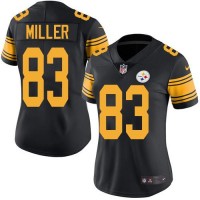 Nike Pittsburgh Steelers #83 Heath Miller Black Women's Stitched NFL Limited Rush Jersey